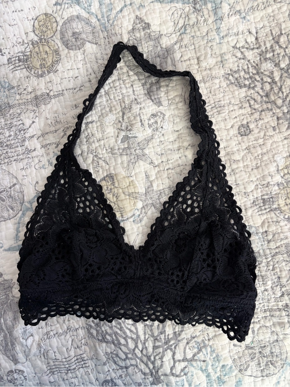 Aerie Lace Halter Bralette in Black